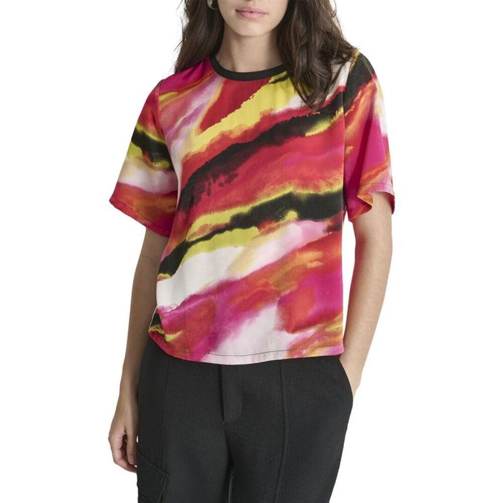 Dkny Womens  Print Crewneck Top